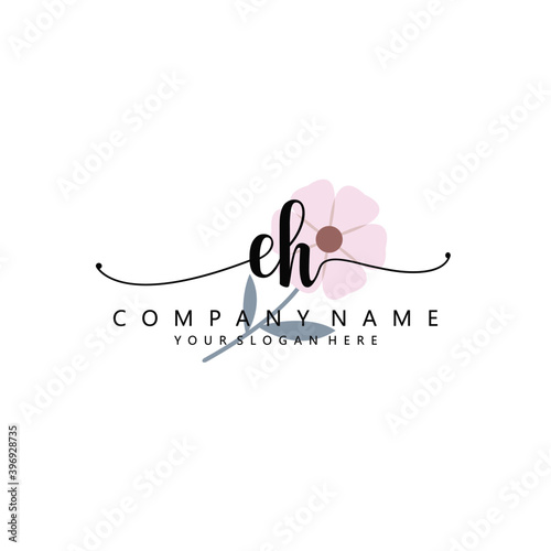 EH Initial handwriting logo template vector 