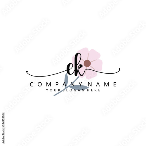 EK Initial handwriting logo template vector 