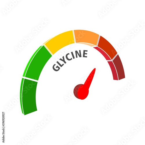 Scale with arrow. The Glycine measuring device. Sign tachometer, speedometer, indicator.