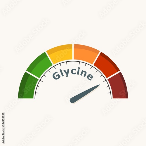 Scale with arrow. The Glycine measuring device. Sign tachometer, speedometer, indicator.