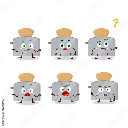 Cartoon character of toast maker with what expression