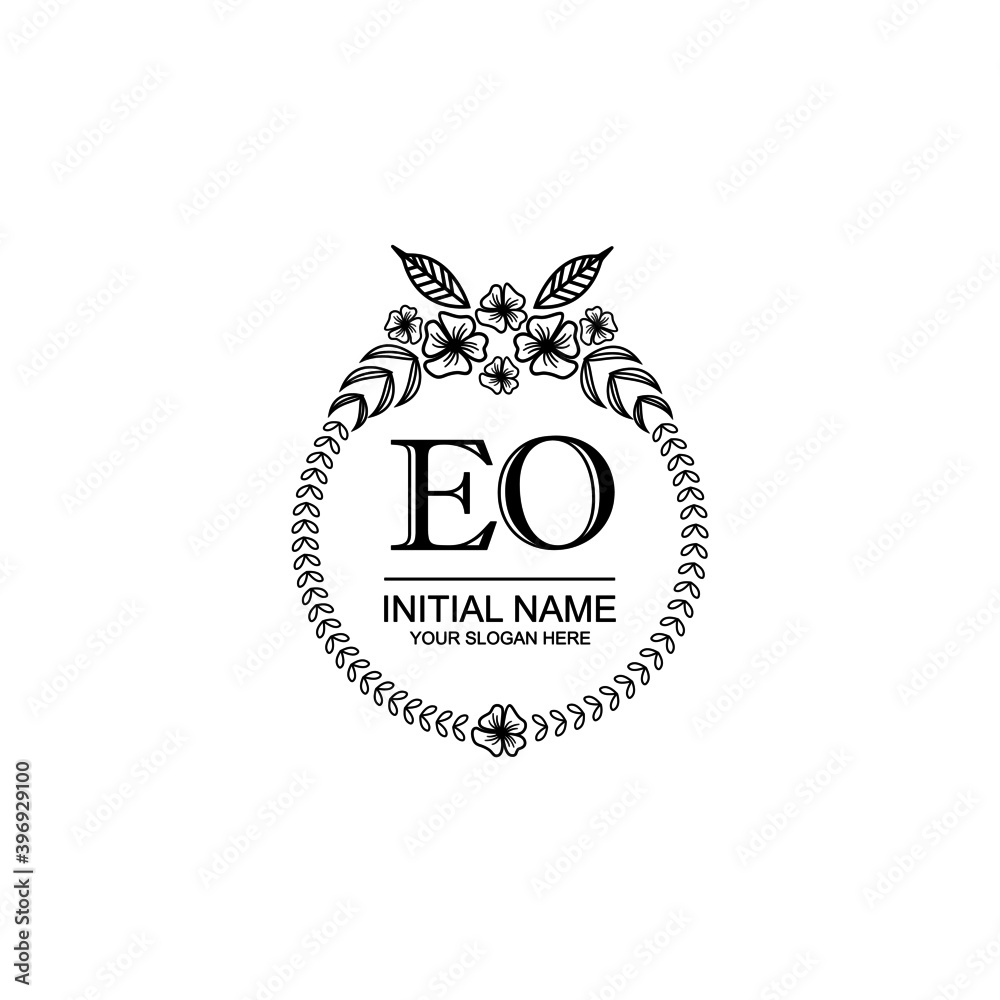 EO Initial handwriting logo template vector
