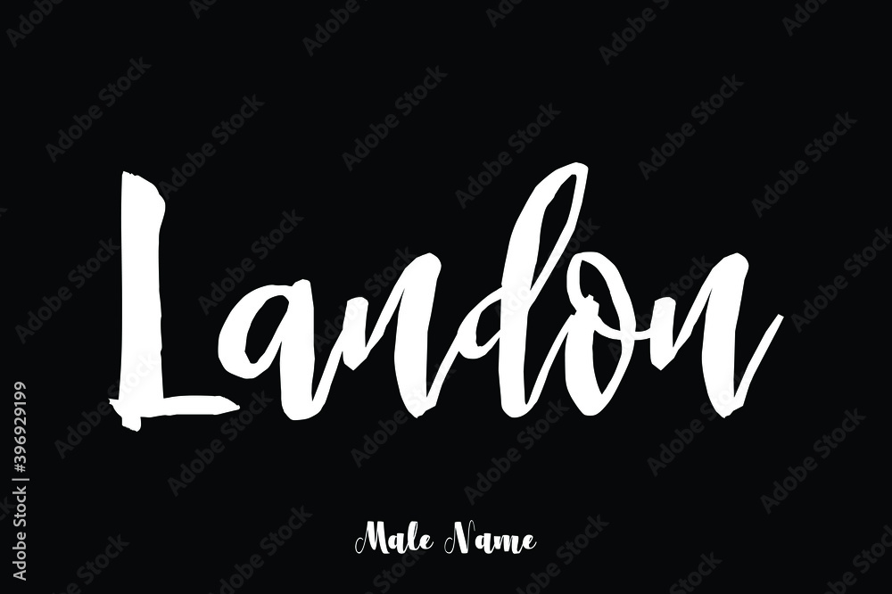 Landon -Male Name Bold Calligraphy Text on Black Background