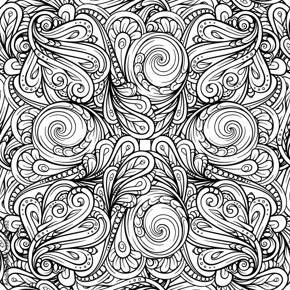 Black and white abstract doodles seamless pattern. Black and white abstract doodles seamless pattern.