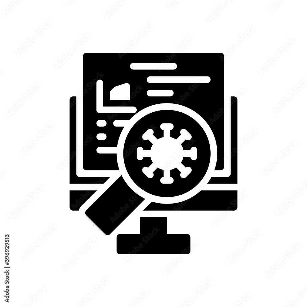 virus search icon in glyph style isolated on white background. EPS 10 virus search icon in glyph style isolated on white background. EPS 10