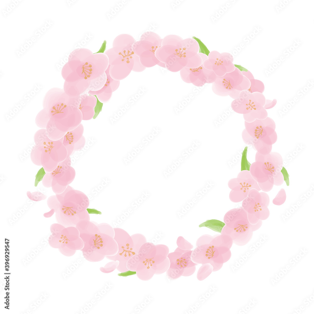 たくさんの桜の花でできたリース たくさんの桜の花でできたリース
