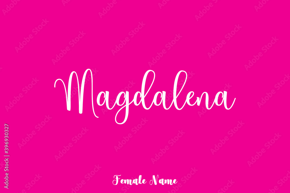Magdalen-Female Name Calligraphy White Color Text On Purple Background Magdalen-Female Name Calligraphy White Color Text On Purple Background