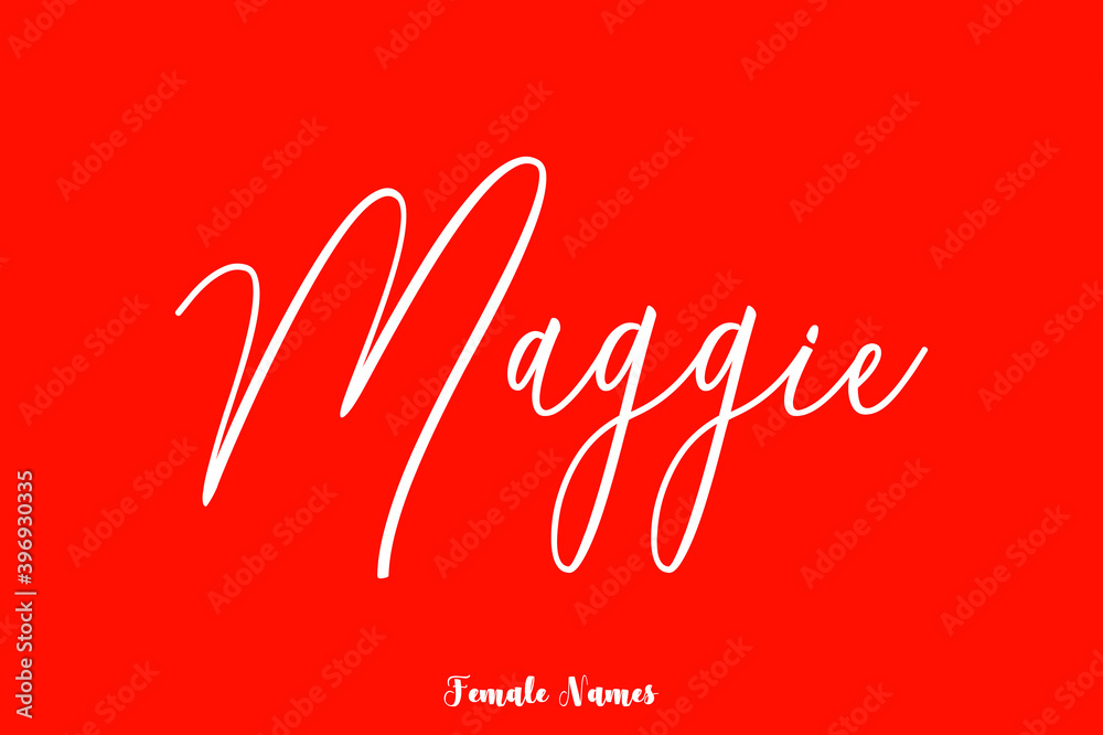 Ταπετσαρία Maggie-Female Name Brush Calligraphy White Color Text On Red Background