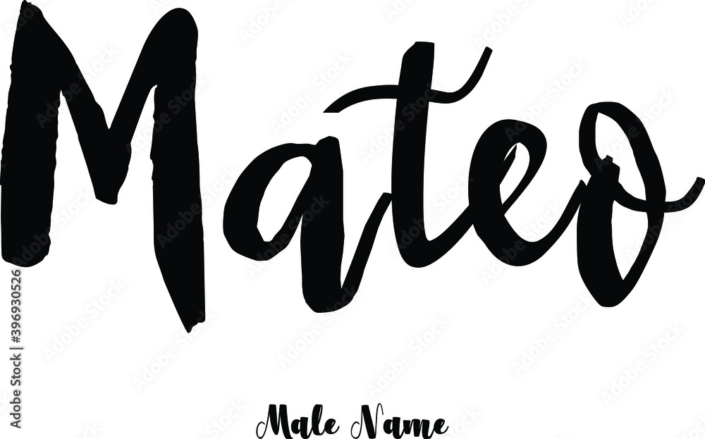 Mateo. Male Name Cursive Calligraphy Text on White Background Stock
