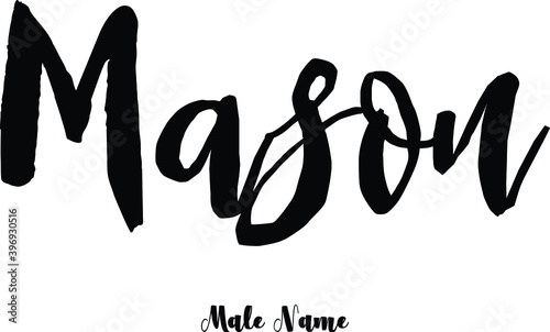 Mason Male Name Cursive Calligraphy Text on White Background