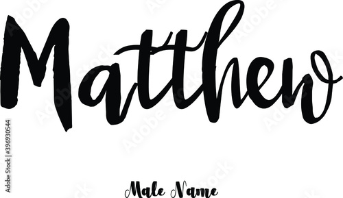 Matthew Male Name Cursive Calligraphy Text on White Background