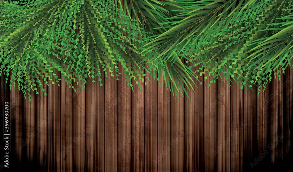 Fir Branches on Wooden Background. Pine Sprigs on Above. Christmas and New Year Decoration. Fir Branches on Wooden Background. Pine Sprigs on Above. Christmas and New Year Decoration.