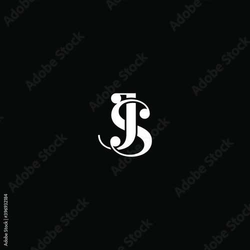 J S letter logo abstract design on black color background. js monogram