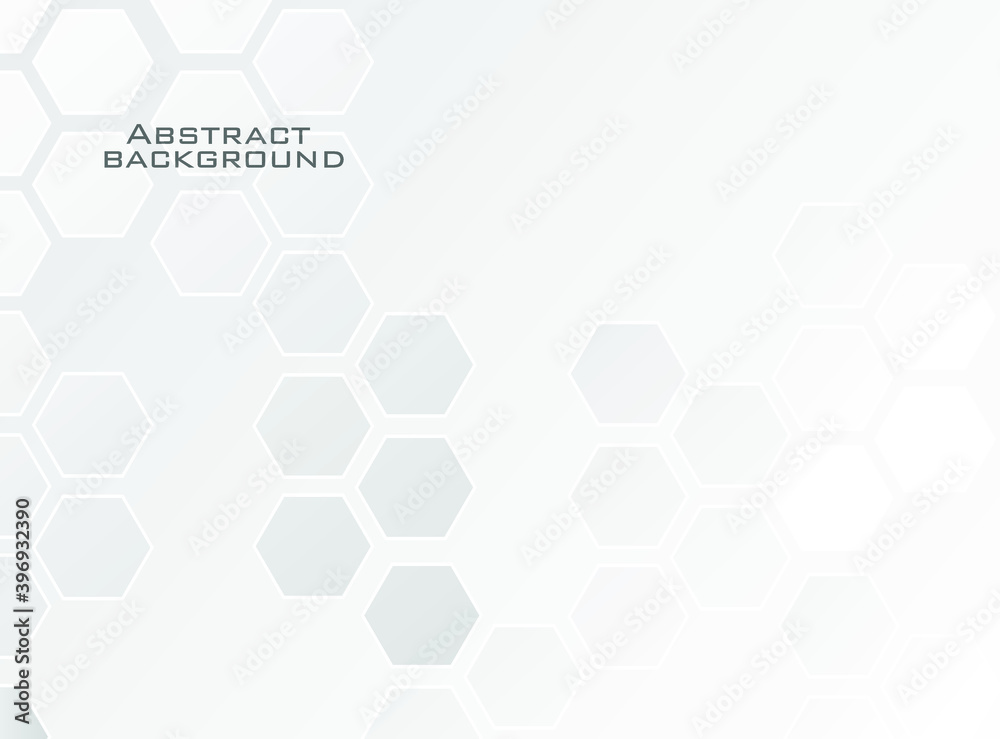Luxury white background with abstract hexagon shape