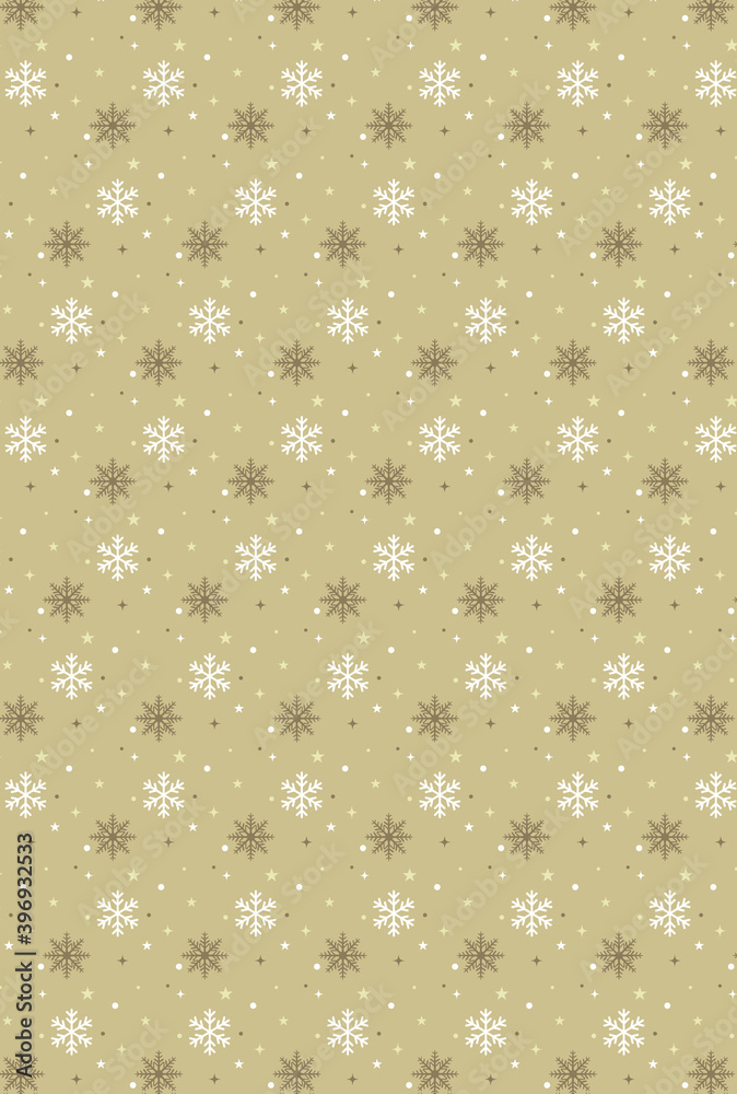 雪の結晶　シームレス背景　壁紙　金色