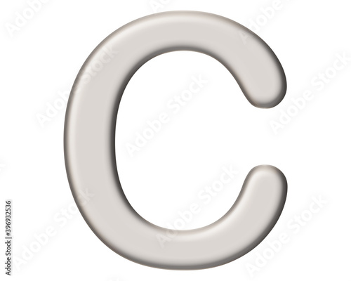c letter logo, Alphabet White Transparent Abc, 3d illustration 