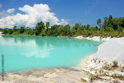 Kaolin lake near Tanjung Pandan on Belitung Island, Indonesia.