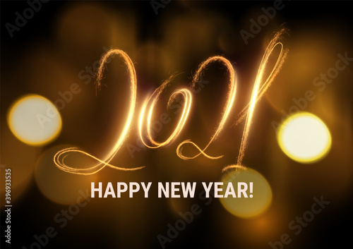 Stylish 2021 New Year vector winter holidays background with sparkling numbers.