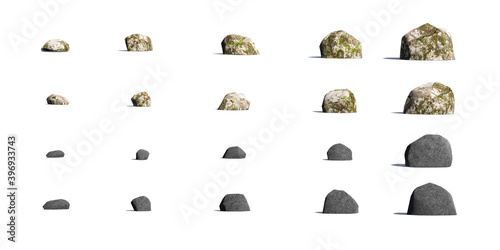 3D stone isolated on white background