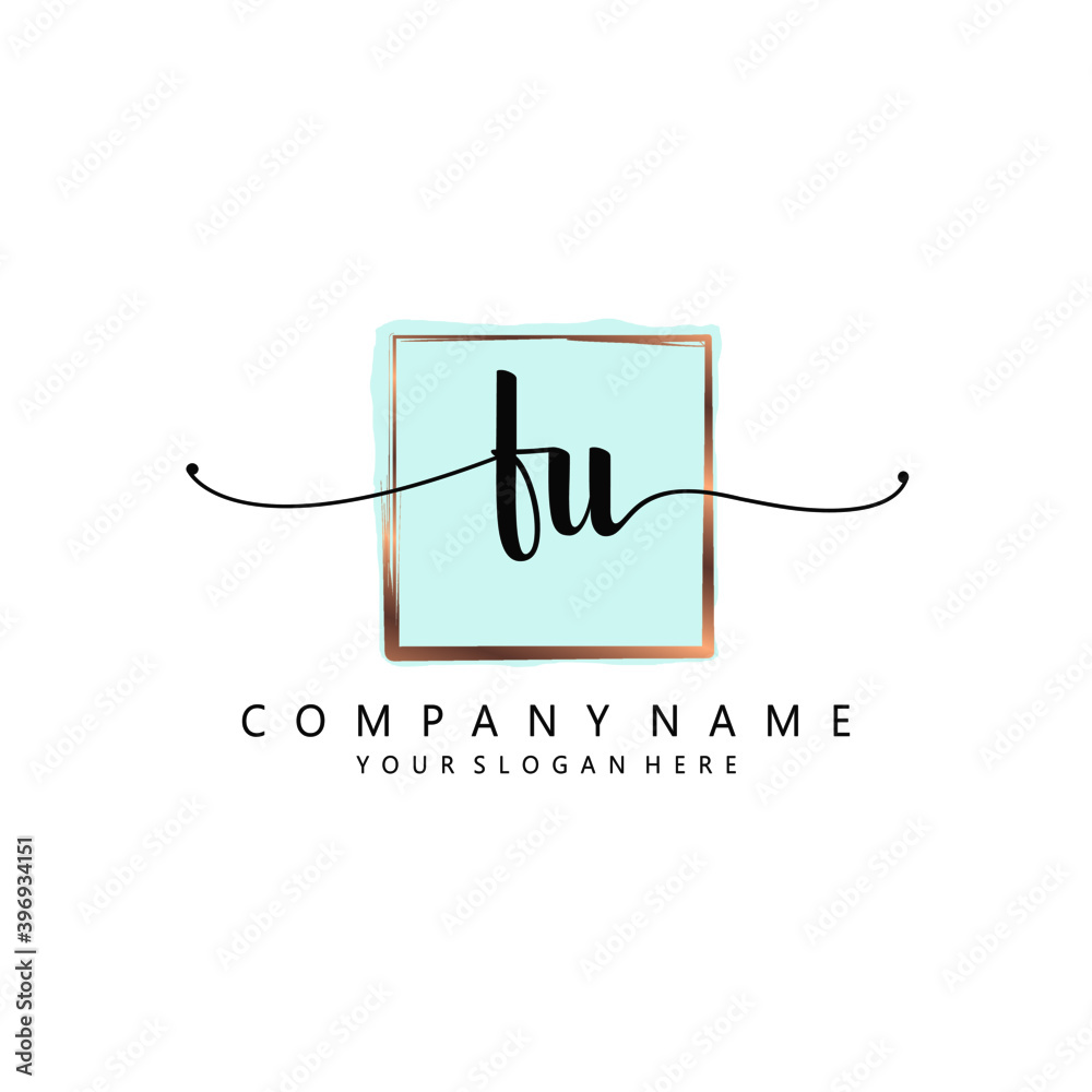 FU Initial handwriting logo template vector
