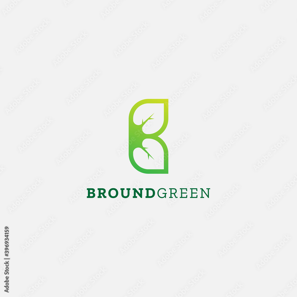 Green leaf and letter B monogram logo design vector. Green leaf and letter B monogram logo design vector.