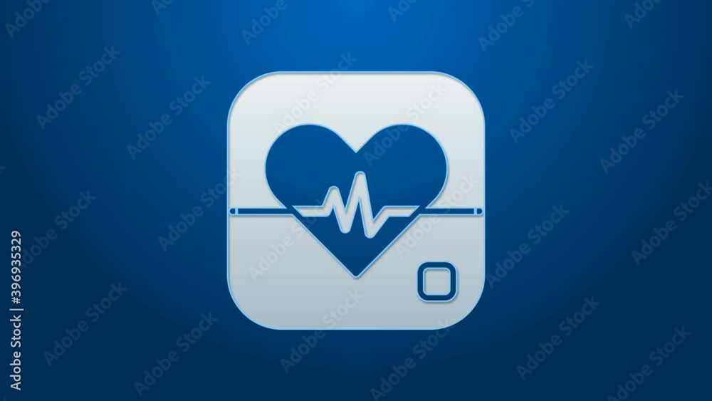 White line Heart rate icon isolated on blue background. Heartbeat sign.  Heart pulse icon. Cardiogram icon. 4K Video motion graphic animation. Stock  Video | Adobe Stock