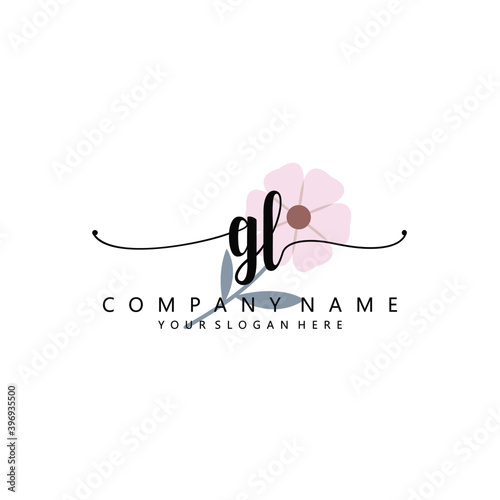 GL Initial handwriting logo template vector 