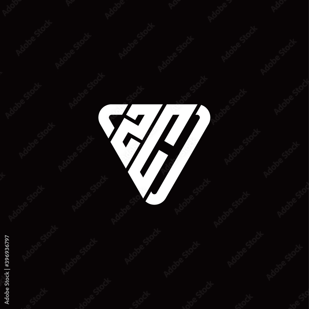 Obraz premium Initial Letter Z C Linked Triangle Design Logo