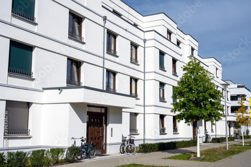 Modern multi-family apartment house seen in Berlin