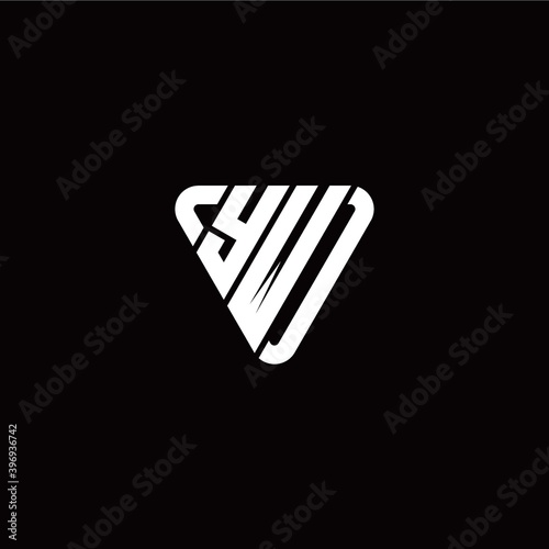 Initial Letter Y W Linked Triangle Design Logo