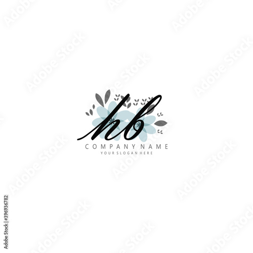 HB Initial handwriting logo template vector

