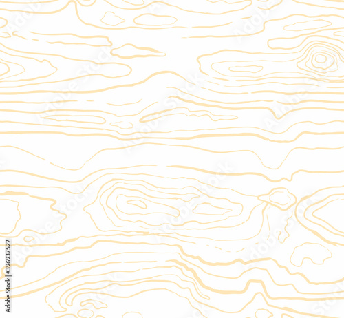 Seamless wooden pattern. Wood grain texture. Dense golden lines. Abstract white background. Vector illustration
