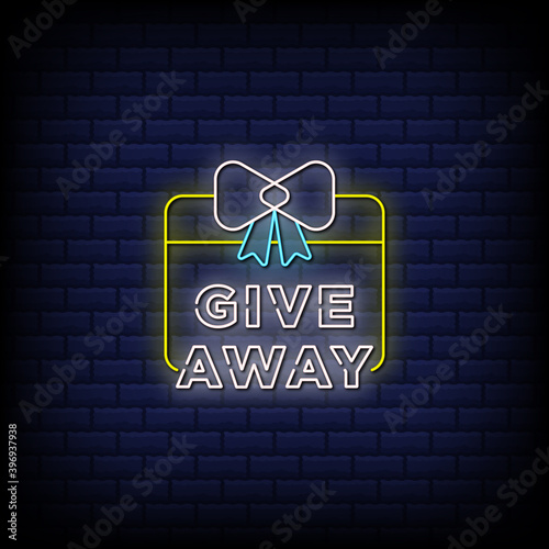 Give away neon signs style text - Christmas gift box