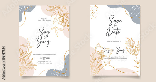 minimalist floral wedding invitations card template