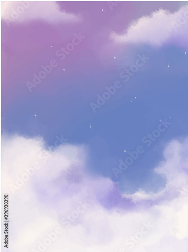 水彩風空のイラスト　マジックアワー　