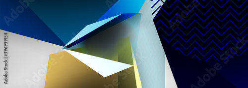 Low poly 3d geometric shapes, minimal abstract background. Vector illustrations for covers, banners, flyers and posters and other