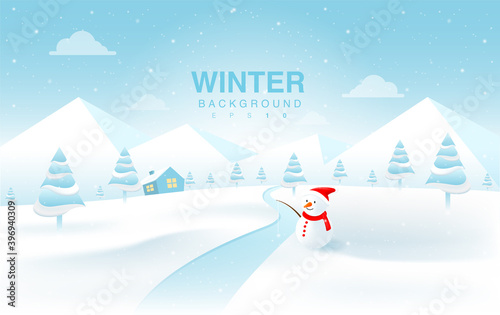 Christmas Winter Landscape Background. Vector EPS 10