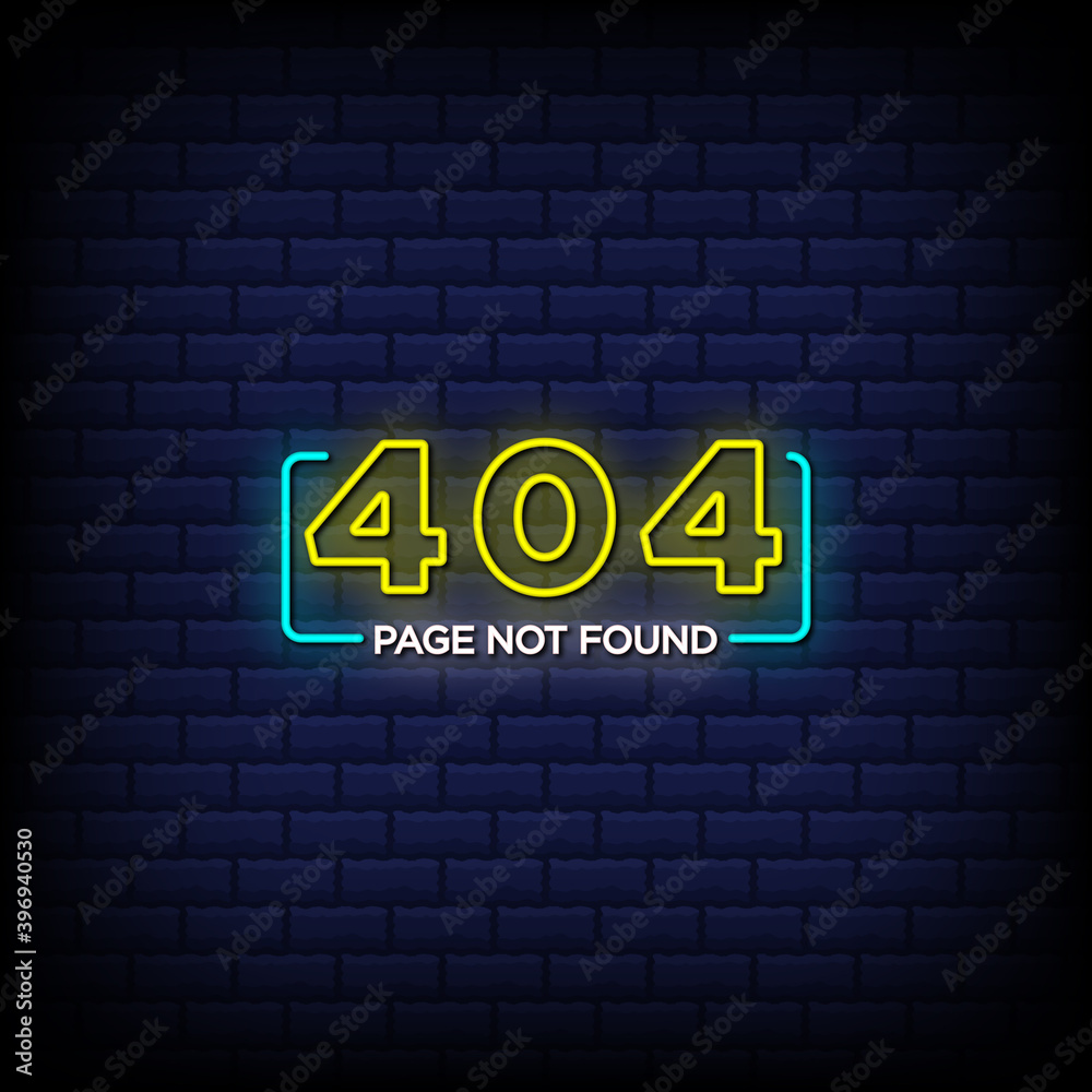 Fototapeta premium Error page noe found neon sign style text