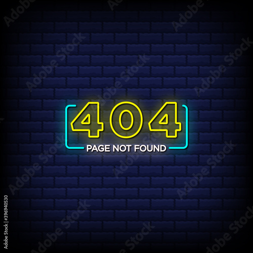 Error page noe found neon sign style text