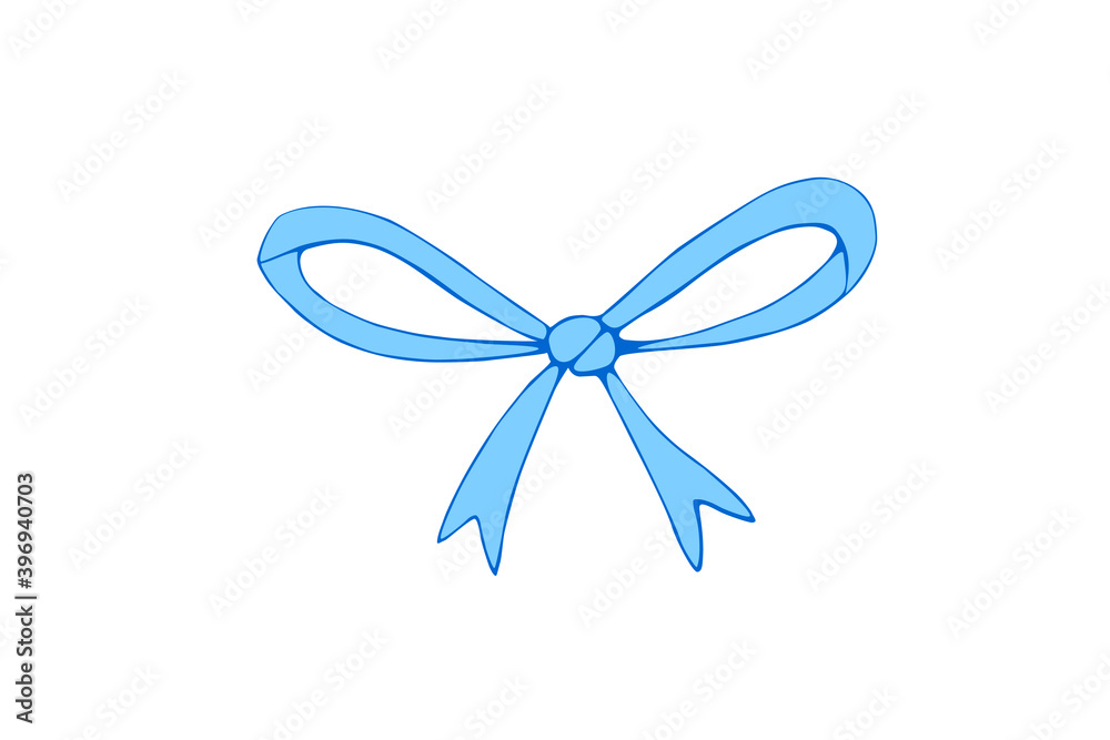Vector blue bow ribbon. Hand drawn simple illustration for Easter xmas birthday, Valentines Day, wedding, holiday, gift, girl, baby. Element of design, clip art Vector blue bow ribbon. Hand drawn simple illustration for Easter xmas birthday, Valentines Day, wedding, holiday, gift, girl, baby. Element of design, clip art