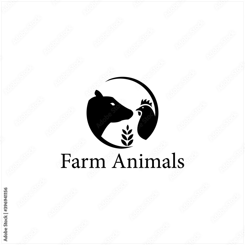 Farm animals vector set. Livestock.
