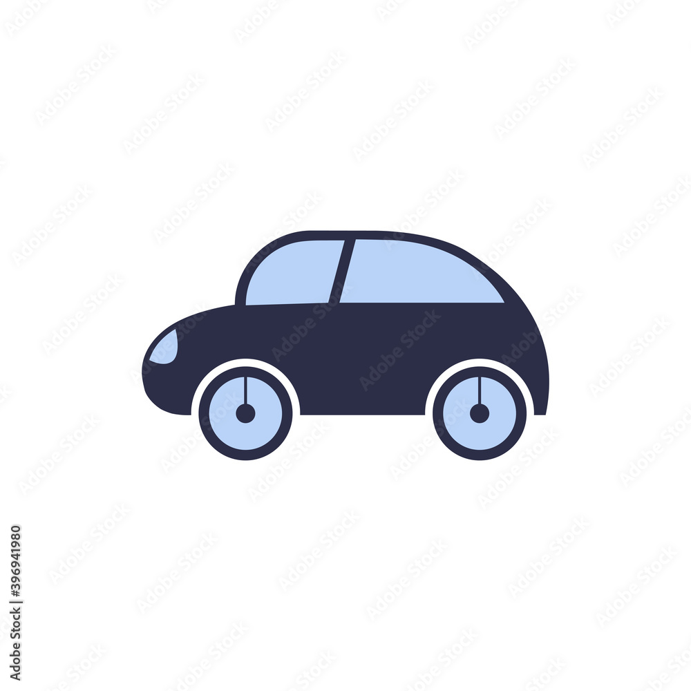 car blue flat 2d in the style of minimalism