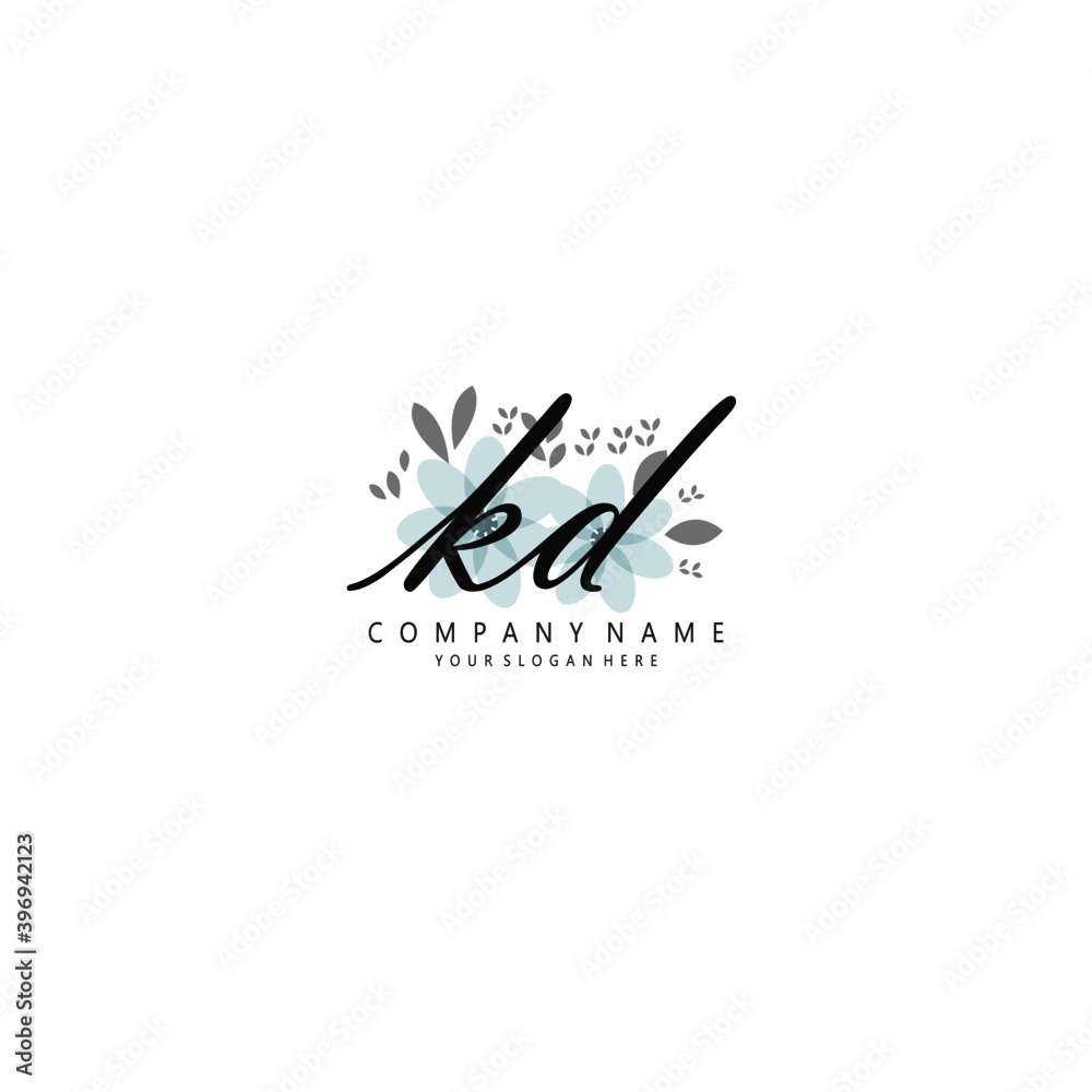 KD Initial handwriting logo template vector
