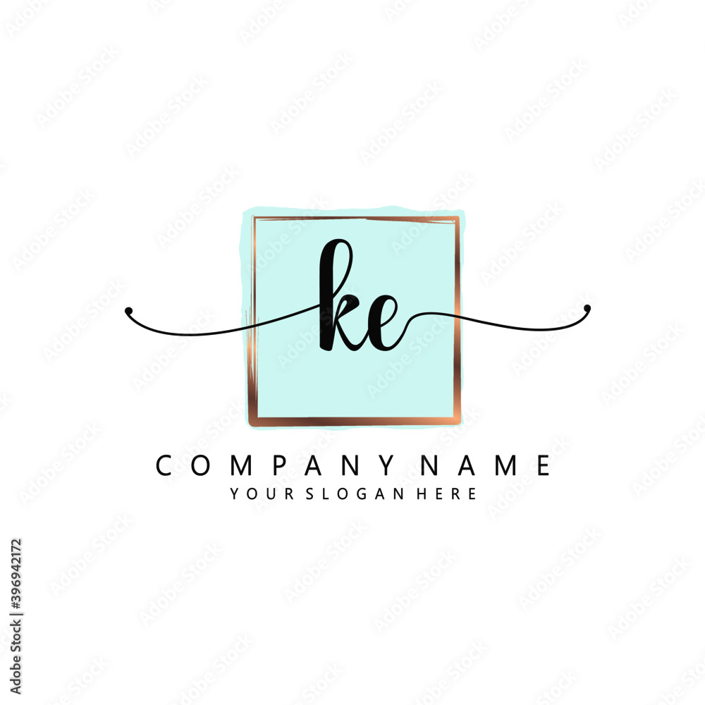KE Initial handwriting logo template vector
