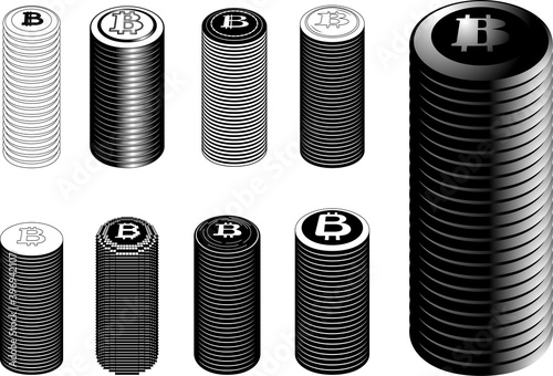 Monochrome Stacked Bitcoin medals