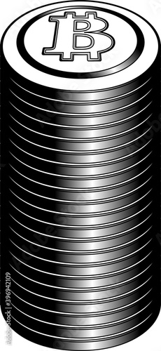 Monochrome Stacked Bitcoin medals