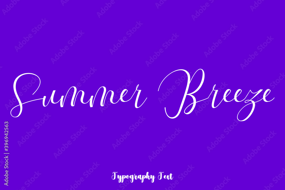 Summer Breeze Hand lettering Cursive Typography Phrase On Purple Background Summer Breeze Hand lettering Cursive Typography Phrase On Purple Background
