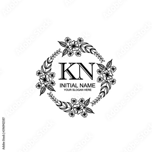 KN Initial handwriting logo template vector
