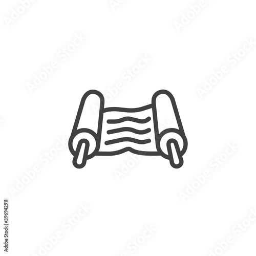 Ancient paper scroll line icon. linear style sign for mobile concept and web design. Ancient manuscript parchment outline vector icon. Symbol, logo illustration. Vector graphics