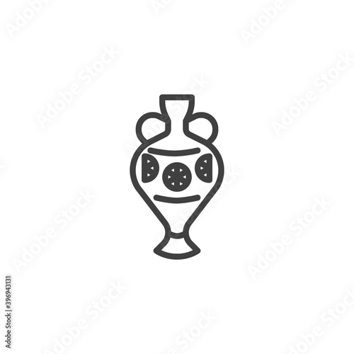 Antique clay vase line icon. linear style sign for mobile concept and web design. Ancient amphora outline vector icon. Symbol, logo illustration. Vector graphics